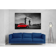 Load image into Gallery viewer, Red Citroen 2CV at Arc de Triomphe Paris
