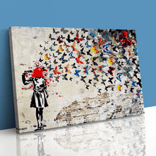 Load image into Gallery viewer, Butterfly Brains Banksy Girl
