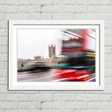 Load image into Gallery viewer, Red Bus at Houses of Parliament London
