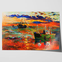 Load image into Gallery viewer, Fishing Boats at Sea Oil Painting
