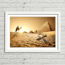 Load image into Gallery viewer, Pyramids, Ankh and Camel in Desert
