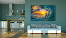 Load image into Gallery viewer, Wave Tunnel in Ocean Sea Beach Sunset Canvas Wall Art Picture Print Large Sizes
