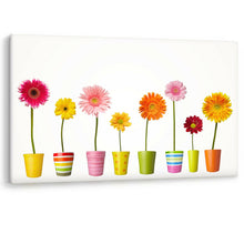 Load image into Gallery viewer, Flower Pots Colours Daisy Bathroom Bed Large Canvas Wall Art Picture Print Color
