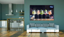 Load image into Gallery viewer, Gin in Wine Glasses on a Bar Counter Framed Luxury Canvas Wall Art Picture Print
