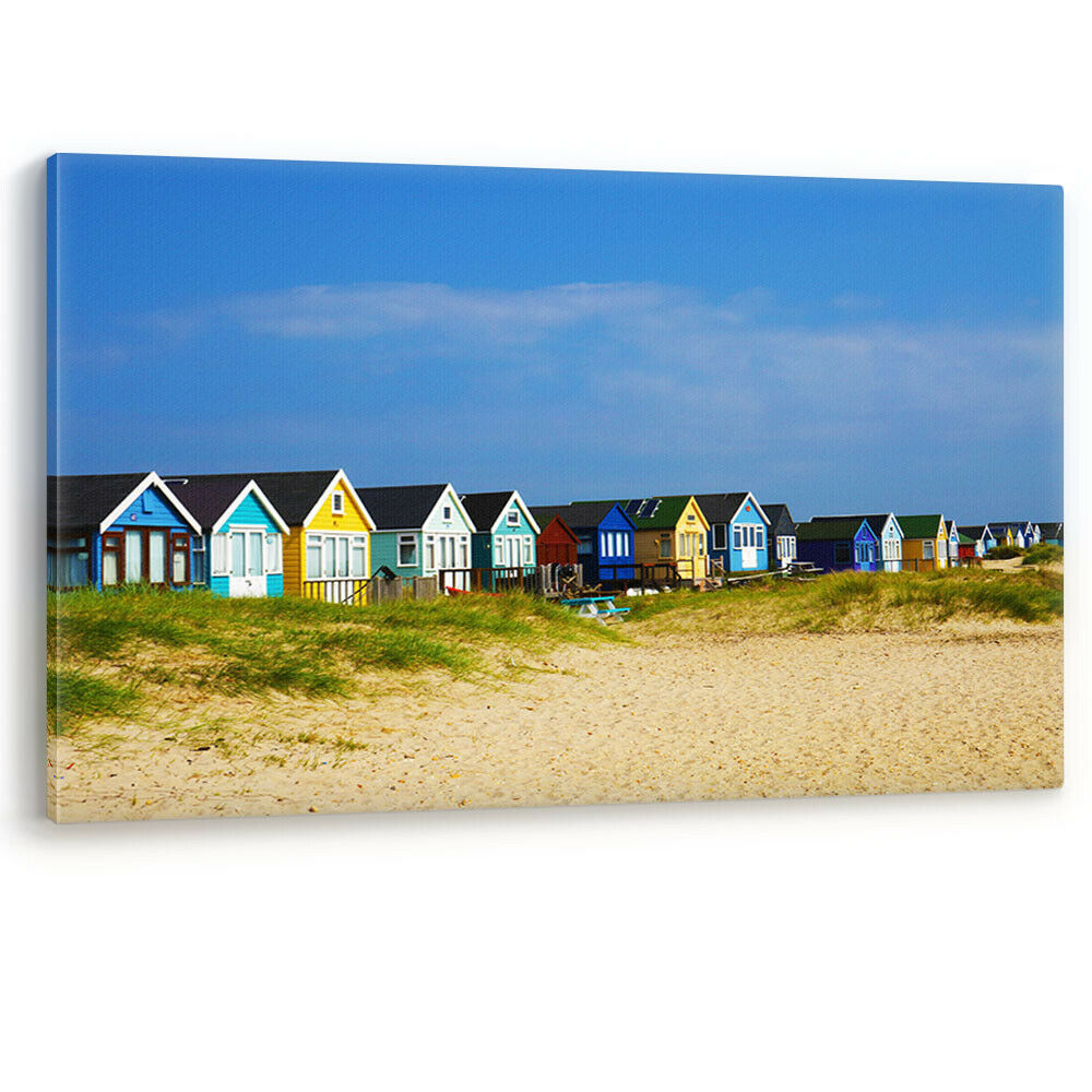 Beach Huts on Mudeford Spit Dorset UK Luxury Canvas Wall Art Large Picture Print