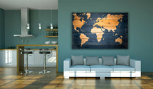 Load image into Gallery viewer, World Map Wood Effect Oceans Continents Large Canvas Wall Art Picture Print
