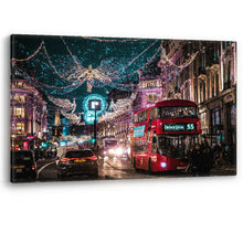 Load image into Gallery viewer, Red Bus London Christmas Oxford Circus Framed Canvas Wall Art Picture Print
