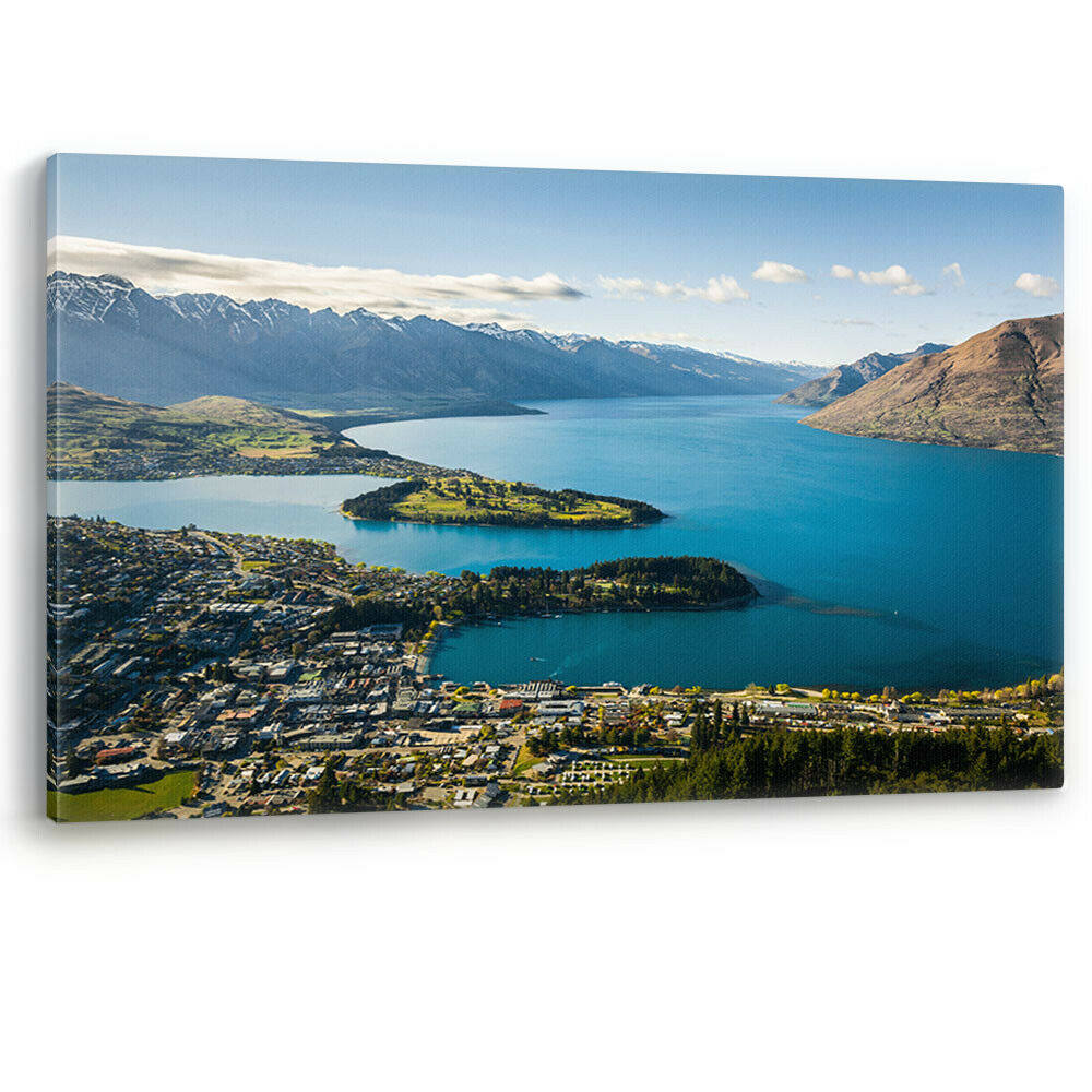 Queenstown Lake Wakatipu New Zealand Luxury Canvas Wall Art Picture Print