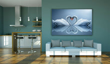 Load image into Gallery viewer, Swans in Love Heart Shaped Large Canvas Wall Art Picture Print
