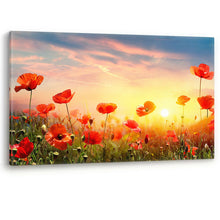 Load image into Gallery viewer, Red Poppies in Field at Sunset Flowers Large Canvas Wall Art Picture Print Poppy
