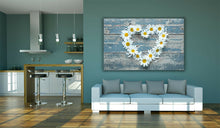 Load image into Gallery viewer, Daisy Flowers Heart Shape Wood Large Canvas Wall Art Picture Print Bathroom
