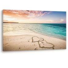 Load image into Gallery viewer, Love Hearts in the Sand Beach Premium Canvas Wall Art Picture Print
