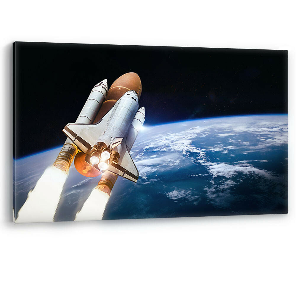 Space Shuttle in Outer Space with Earth NASA Canvas Wall Art Picture Print