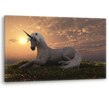 Load image into Gallery viewer, Unicorn at Sunset Canvas Wall Art Picture Print White Horse Mystical
