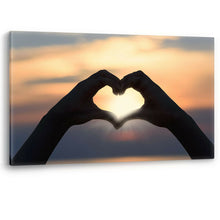 Load image into Gallery viewer, Love Heart in Hands Romantic Sunset Luxury Canvas Wall Art Large Picture Print
