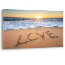 Load image into Gallery viewer, Love written in the Sand Beach Canvas Wall Art Picture Print Large Sizes
