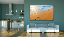 Load image into Gallery viewer, Footprints in the Sand Beach Wave Sunset Canvas Wall Art Picture Print
