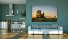 Load image into Gallery viewer, Sun Ray on Whitby Abbey North Yorkshire Framed Canvas Wall Art Picture Print
