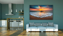 Load image into Gallery viewer, Sunrise on the Beach Ocean Waves Sand Canvas Wall Art Picture Print Large Sizes
