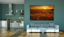 Load image into Gallery viewer, Red Poppy Field at Sunset Flowers Large Canvas Wall Art Picture Print Poppies
