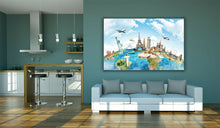 Load image into Gallery viewer, Travel the World Monuments Large Map Canvas Wall Art Picture Print
