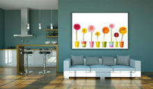 Load image into Gallery viewer, Flower Pots Colours Daisy Bathroom Bed Large Canvas Wall Art Picture Print Color
