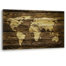 Load image into Gallery viewer, World Map on Wood Background Large Luxury Canvas Wall Art Picture Print
