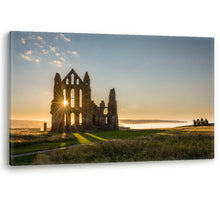 Load image into Gallery viewer, Sun Ray on Whitby Abbey North Yorkshire Framed Canvas Wall Art Picture Print
