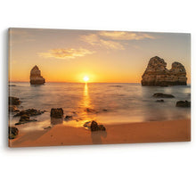 Load image into Gallery viewer, Sunrise Beach Ocean Algarve Portugal Large Canvas Wall Art Picture Print
