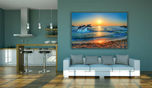 Load image into Gallery viewer, Dolphin Jumping at Thailand Beach Sunset Large Canvas Wall Art Picture Print
