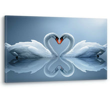 Load image into Gallery viewer, Swans in Love Heart Shaped Large Canvas Wall Art Picture Print
