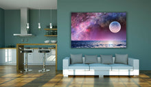 Load image into Gallery viewer, Full Moon in Night Sky Stars Luxury Canvas Wall Art Picture Print Large Sizes
