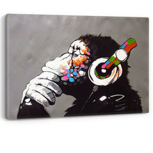 Load image into Gallery viewer, Monkey DJ By Banksy Artwork Framed Canvas Wall Art Picture Print
