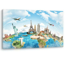 Load image into Gallery viewer, Travel the World Monuments Large Map Canvas Wall Art Picture Print
