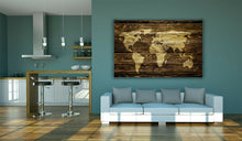 Load image into Gallery viewer, World Map on Wood Background Large Luxury Canvas Wall Art Picture Print
