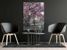 Load image into Gallery viewer, Black and White Wall Art Purple Pink Blossom Trees Bicycles Canvas Picture Print
