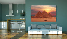 Load image into Gallery viewer, Ancient Pyramids at Sunset Giza Egypt Camel Framed Canvas Wall Art Picture Print
