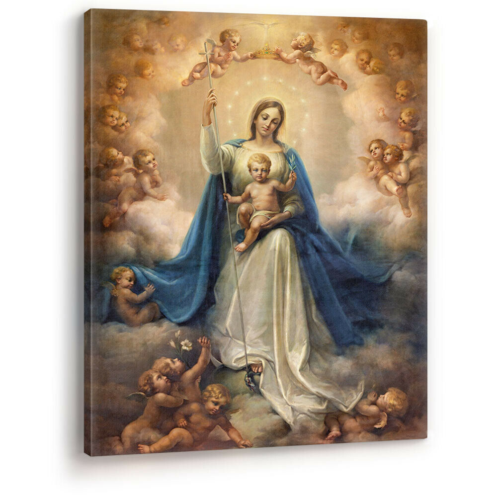 Virgin Mary Painting by Emanuele di Giovanni 1961 Canvas Wall Art Picture Print