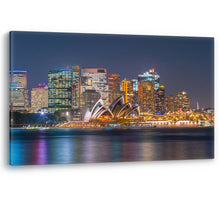 Load image into Gallery viewer, Sydney Harbour Skyline at Night Opera House Canvas Wall Art Picture Print
