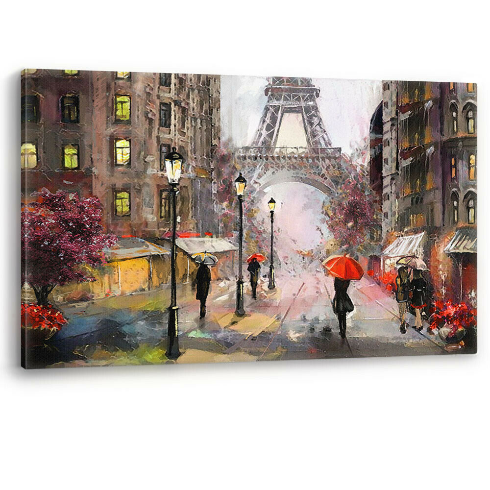 Paris Oil Painting effect Black & White Large Canvas Wall Art Picture Print