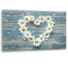 Load image into Gallery viewer, Daisy Flowers Heart Shape Wood Large Canvas Wall Art Picture Print Bathroom
