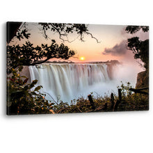 Load image into Gallery viewer, Victoria Falls Waterfall at Sunset Africa Canvas Wall Art Picture Print
