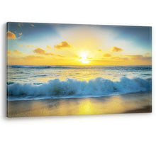 Load image into Gallery viewer, Beach Sunset &amp; Crashing Wave Canvas Wall Art Picture Print Large Sizes
