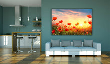 Load image into Gallery viewer, Red Poppies in Field at Sunset Flowers Large Canvas Wall Art Picture Print Poppy
