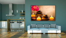 Load image into Gallery viewer, Aromatic Candles Flowers &amp; Zen Stones Luxury Canvas Wall Art Picture Print
