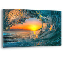 Load image into Gallery viewer, Wave Tunnel in Ocean Sea Beach Sunset Canvas Wall Art Picture Print Large Sizes
