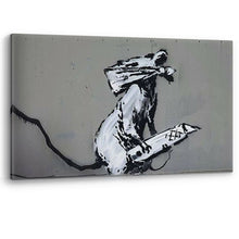 Load image into Gallery viewer, Banksy Rat with a Knife Paris Artwork Canvas Wall Art Picture Print Large Sizes
