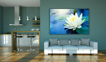 Load image into Gallery viewer, White Lotus Flower in a Pond Luxury Large Canvas Wall Art Picture Print
