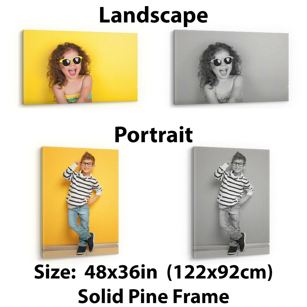 CANVAS PRINT YOUR PHOTO PERSONALISED FRAMED HUGE A0 A1 A2 A3 CUSTOM IMAGE PRINTS