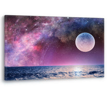 Load image into Gallery viewer, Full Moon in Night Sky Stars Luxury Canvas Wall Art Picture Print Large Sizes
